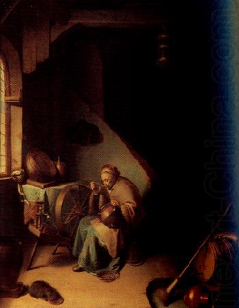 Gerrit Dou An Interior,with an old Woman eating Porridge (mk33) china oil painting image